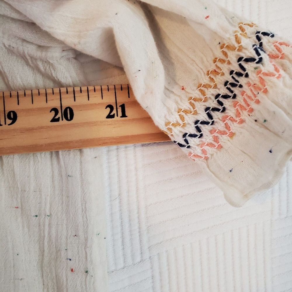 Madewell Rainbow Smocked Peasant Top Womens Small Gauze Beachy Oversized Cotton‎ - Picture 5 of 8